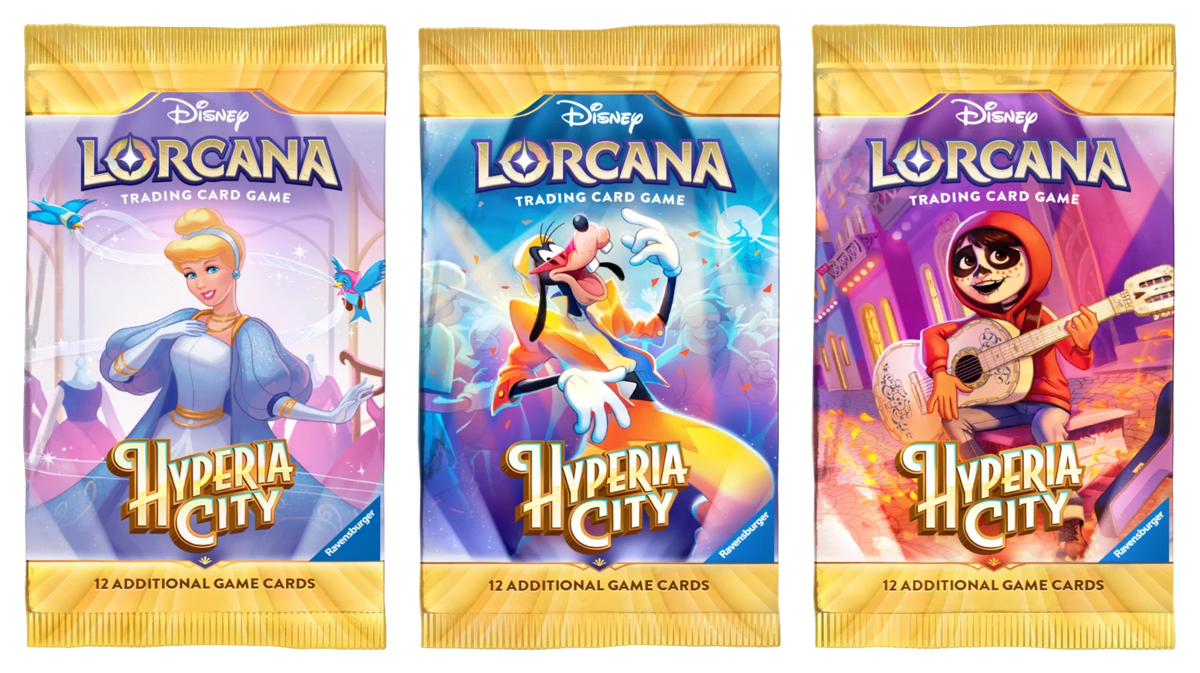 Disney Lorcana Hyperia City booster pack artworks